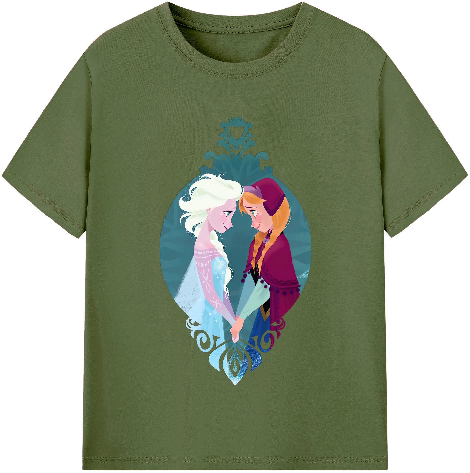 （画像用） アナと雪の女王 アンナ エルサ Frozen Anna Elsa 綿100％半袖Tシャツ（フロントプリント）